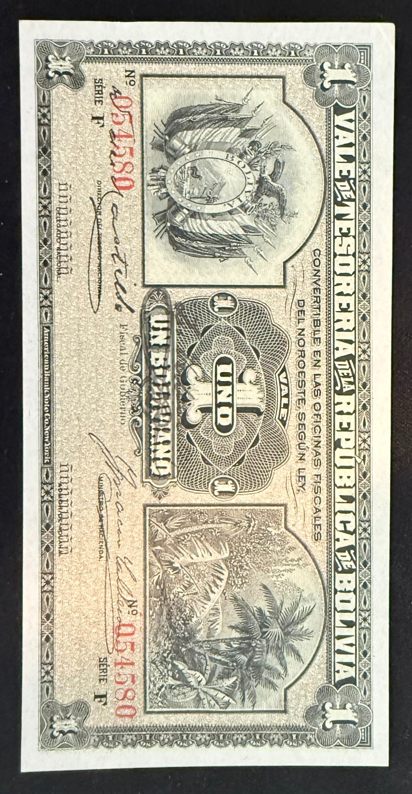 Bolivia 1 Boliviano P-92a 1902 UNC Red Serial S.America Currency NOTE GEM UNC Bolivia 1 Boliviano P-92a 1902 UNC Red Serial S.America Currency NOTE GEM UNC