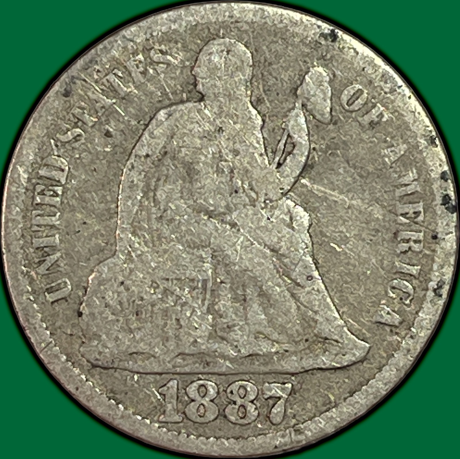1887-S Seated Liberty Dime Very Good VG Coin #46581