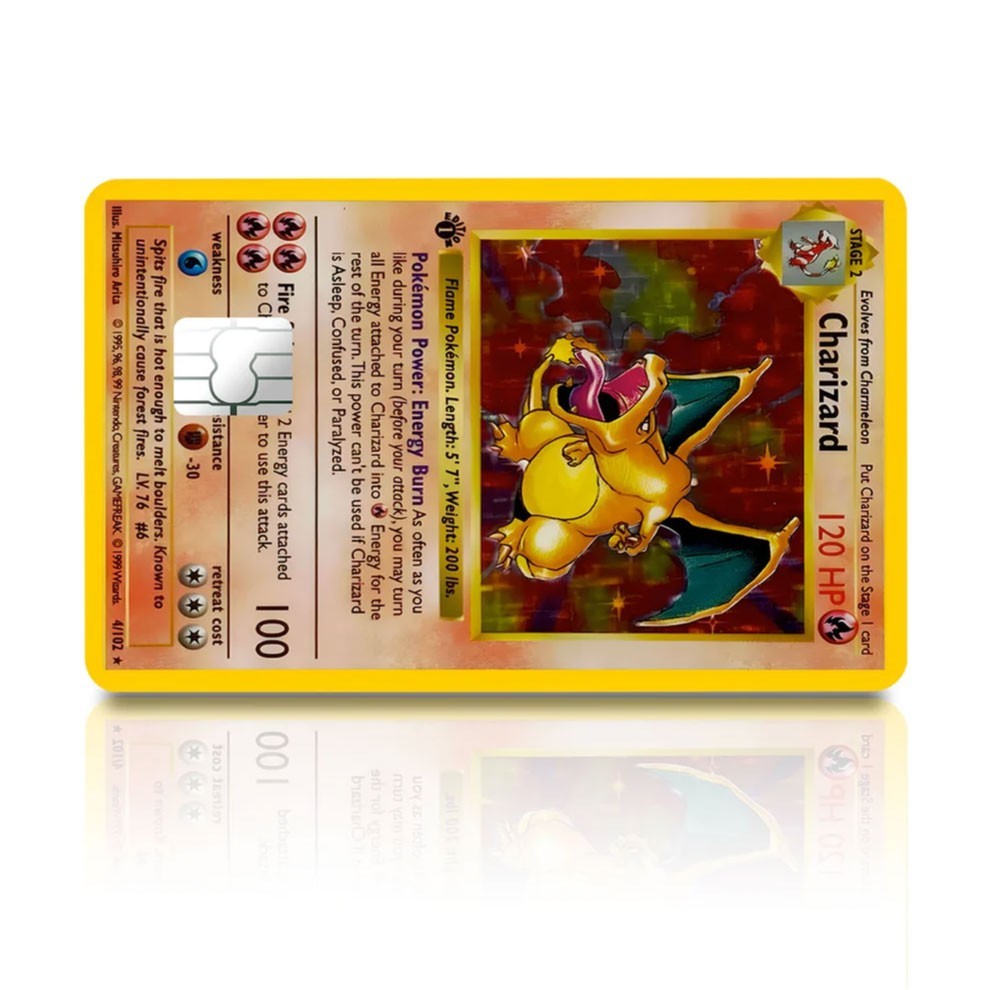 4 Pack Pokemon Charizard Card Skin TCG Anime Gaming Credit Debit ATM Decal Stick