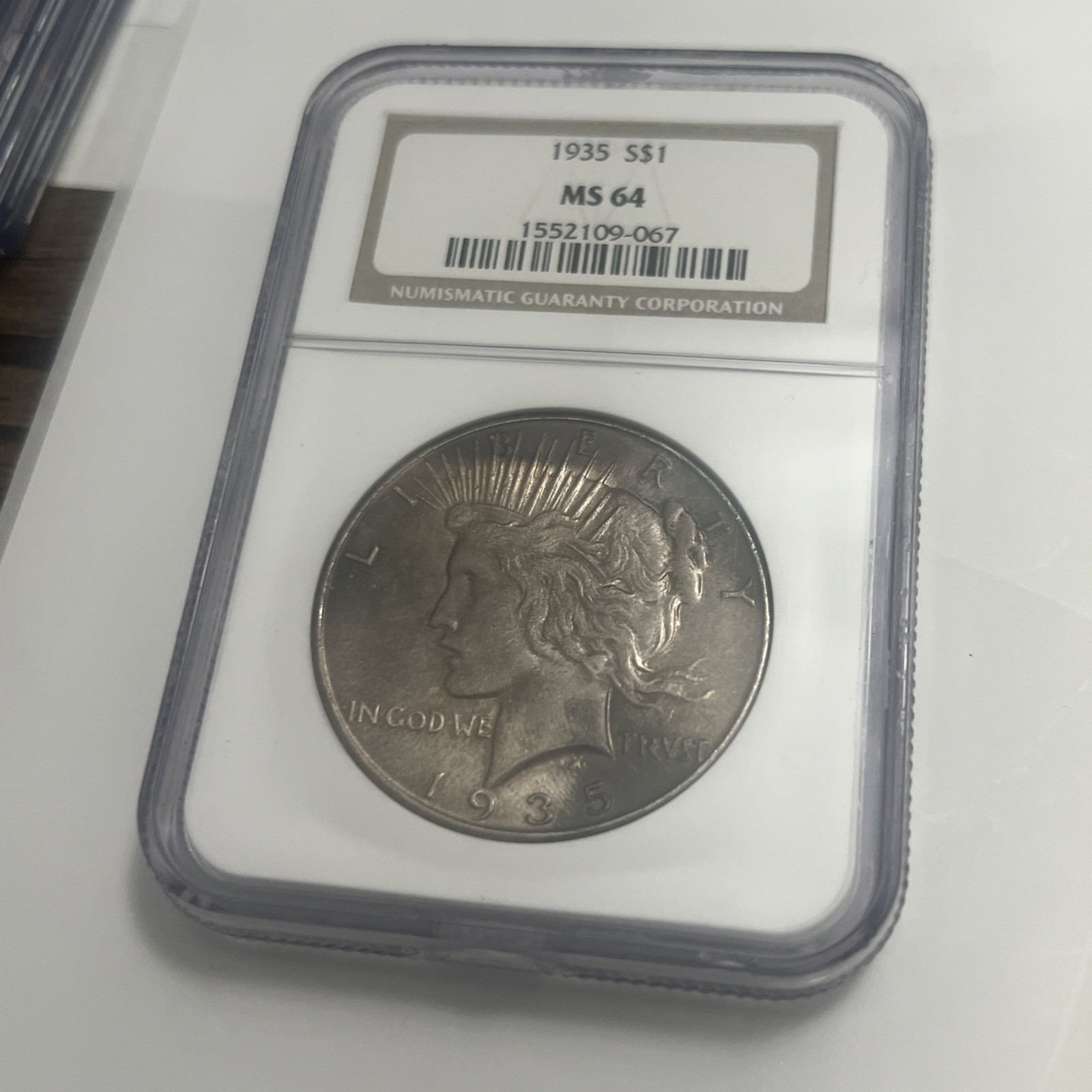1935 Peace Silver $1 Ms64 Unusual Toning Both Sides Very Nice NGC Peace