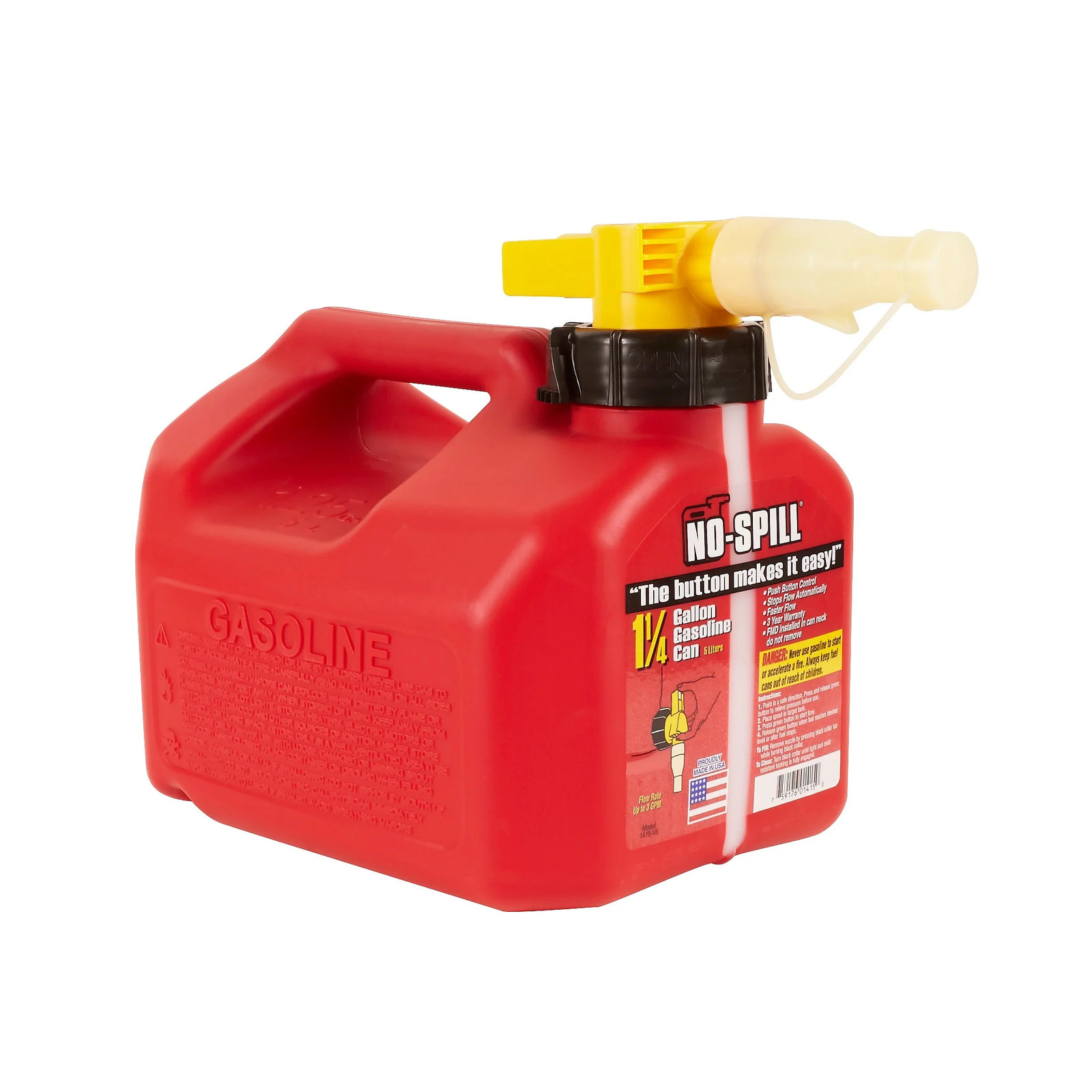 No-Spill 1.25 Gallon Fuel Container Gasoline Can | 1415 Red Portable Storage No-Spill 1.25 Gallon Fuel Container Gasoline Can | 1415 Red Portable Storage