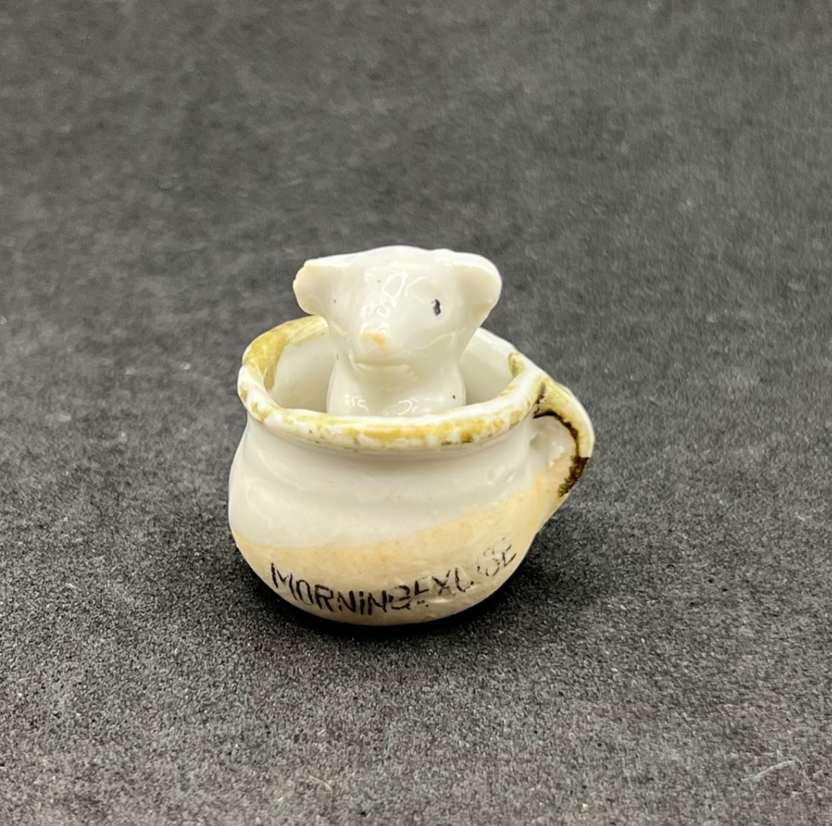 Vintage Japan Porcelain Fairing Pig Chamber Pot Figurine Morning Exercise Vintage Japan Porcelain Fairing Pig Chamber Pot Figurine Morning Exercise