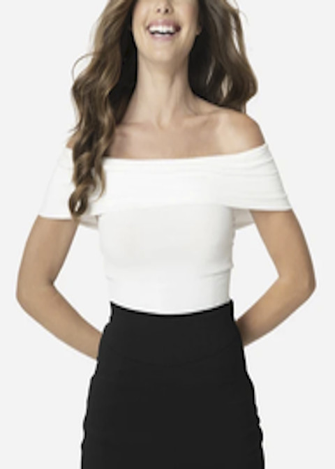 Unique Vintage Women\'s White Ribbed Knit Off The Shoulder Imogen Top 1X/16 NWT Unique Vintage Women\'s White Ribbed Knit Off The Shoulder Imogen Top 1X/16 NWT