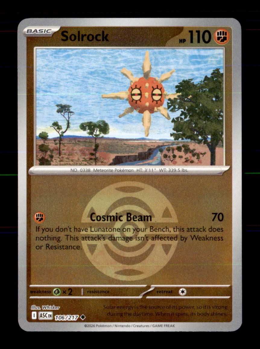 Solrock (Dusk Ball) 106/217 Uncommon Ascended Heroes Pokemon Reverse Holo NM Solrock (Dusk Ball) 106/217 Uncommon Ascended Heroes Pokemon Reverse Holo NM