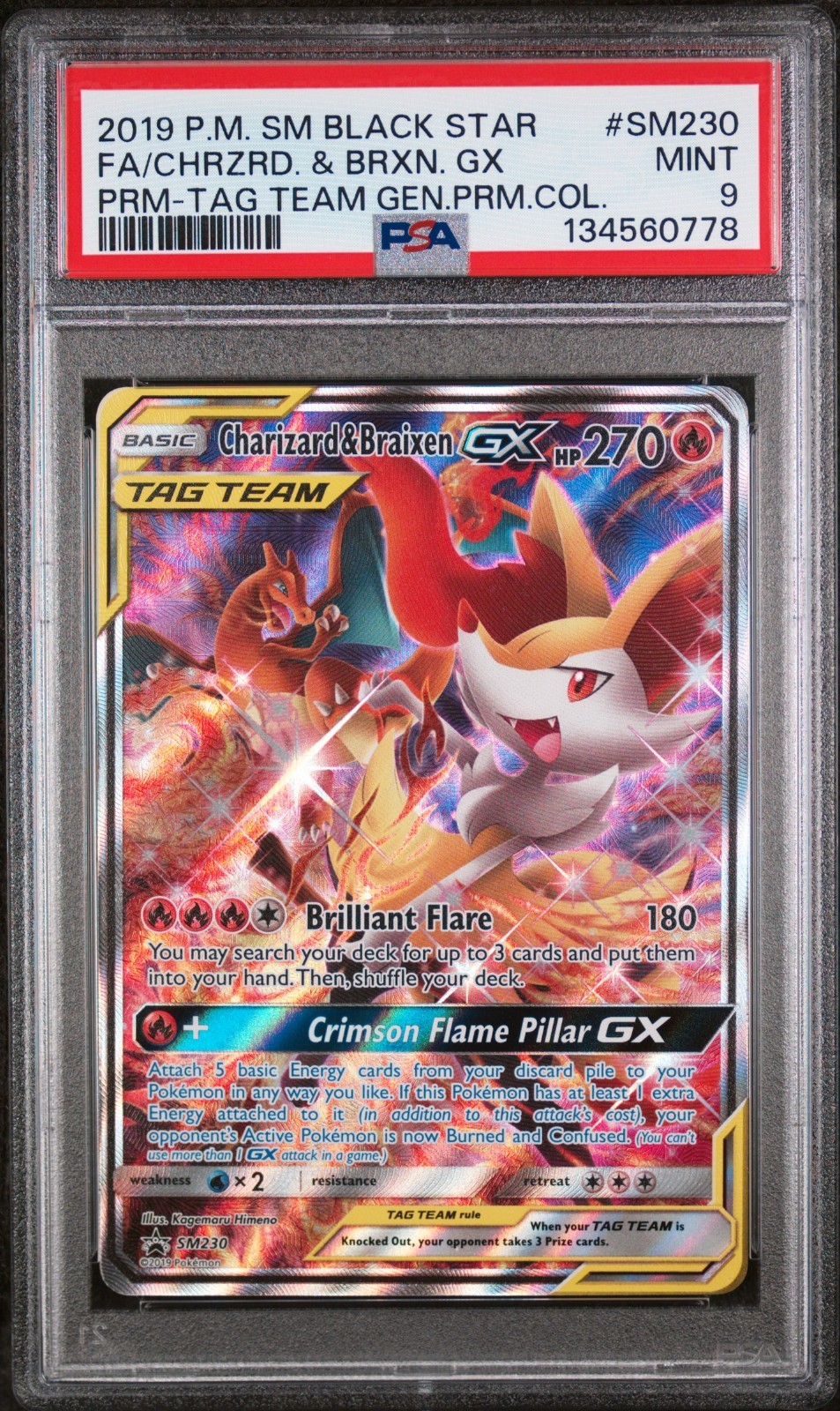 2019 POKEMON SM BLACK STAR PROMO #SM230 FULL ART/CHARIZARD & BRAIXEN GX PSA 9 2019 POKEMON SM BLACK STAR PROMO #SM230 FULL ART/CHARIZARD & BRAIXEN GX PSA 9