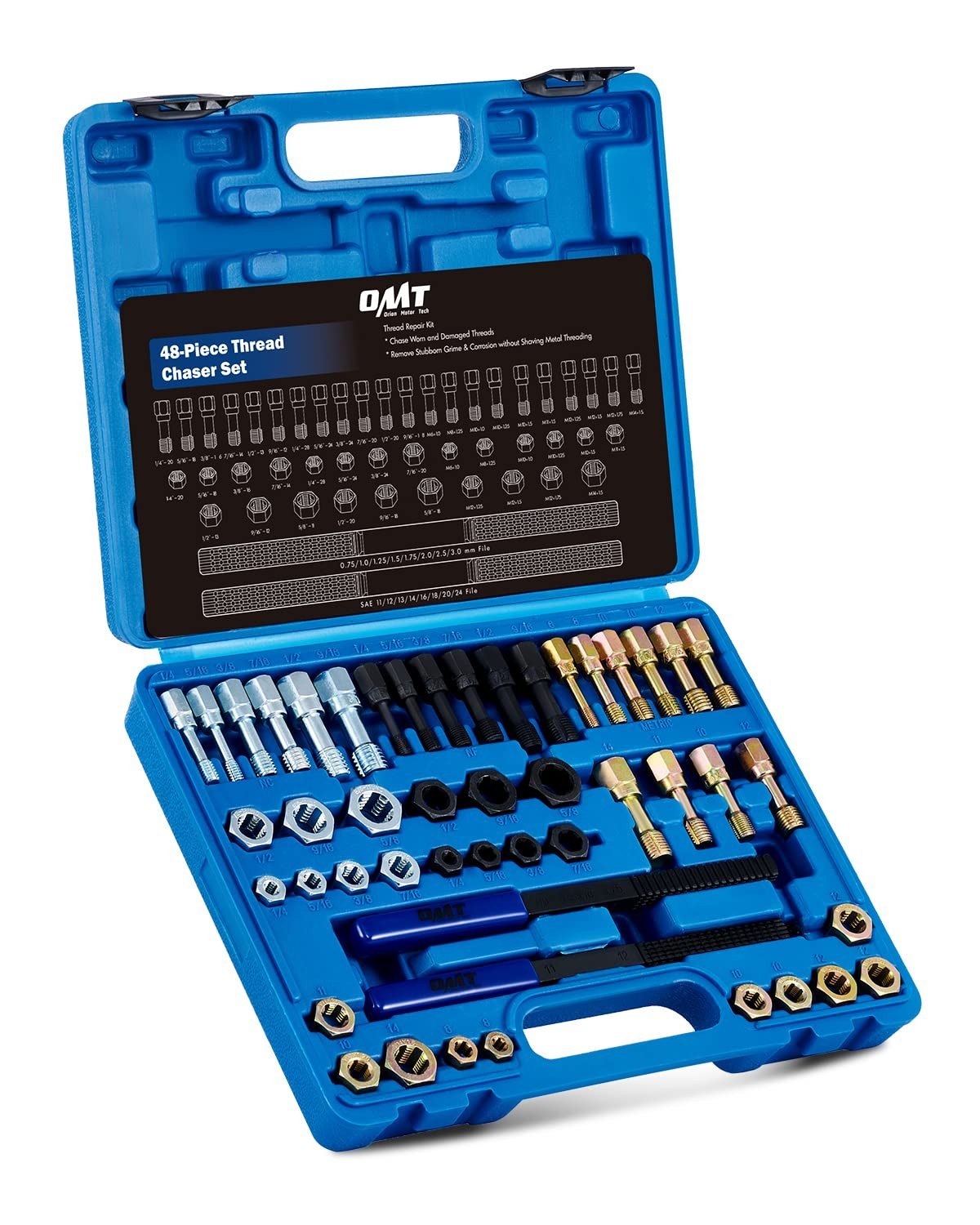 OMT 49 PCS Thread Chaser Set, UNC UNF and Metric Thread Repair Kit OMT 49 PCS Thread Chaser Set, UNC UNF and Metric Thread Repair Kit