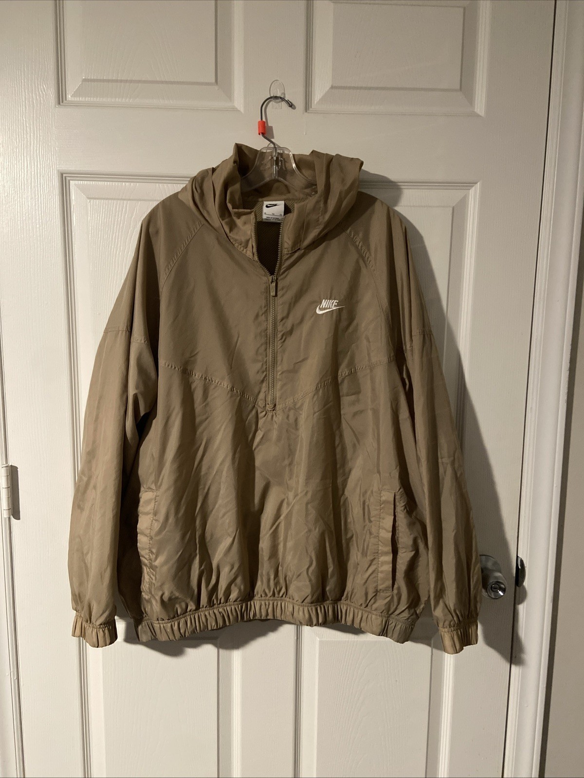 Vintage Nike Air 1/4 Zip Windbreaker Jacket Men\'s XL Beige Nylon Y2K Vintage Nike Air 1/4 Zip Windbreaker Jacket Men\'s XL Beige Nylon Y2K