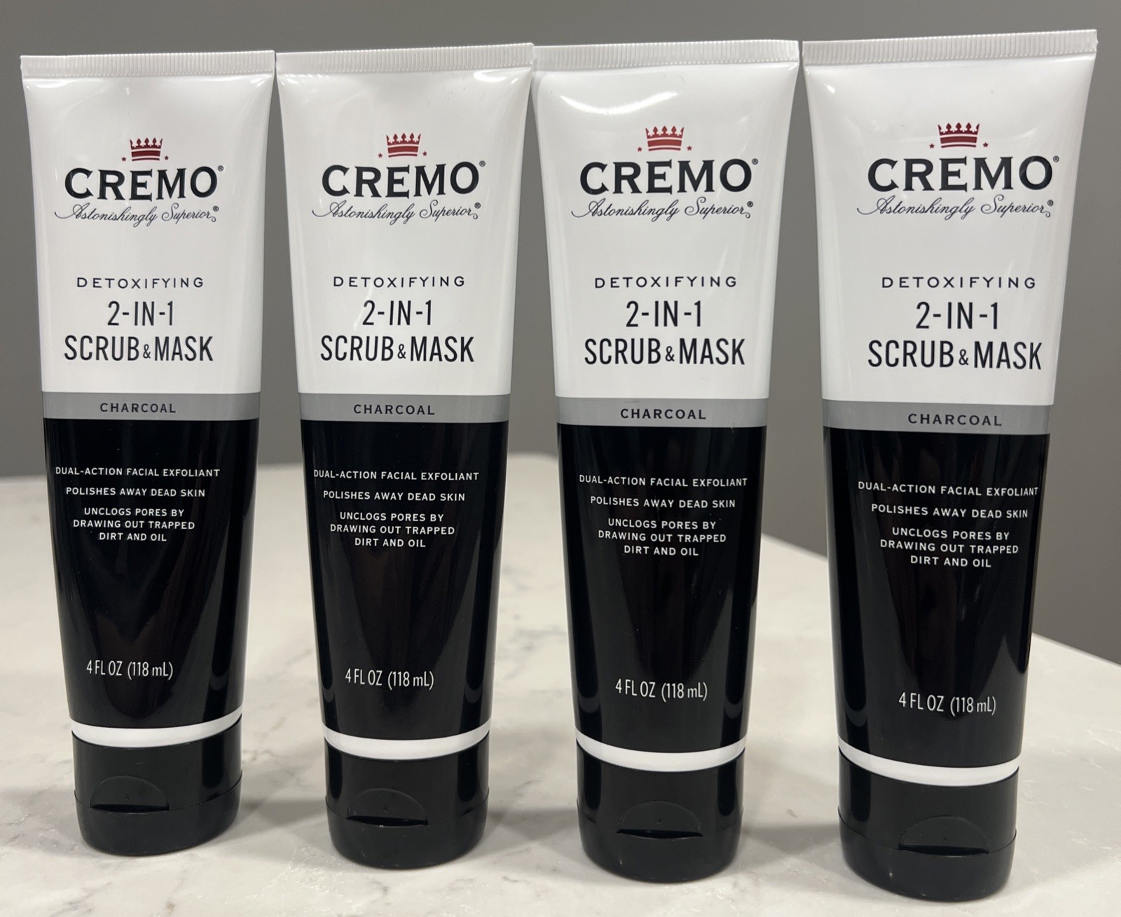 Lot Of 4 Cremo 2 in 1  Scrub And Mask New 4 oz Charcoal NEW Sealed