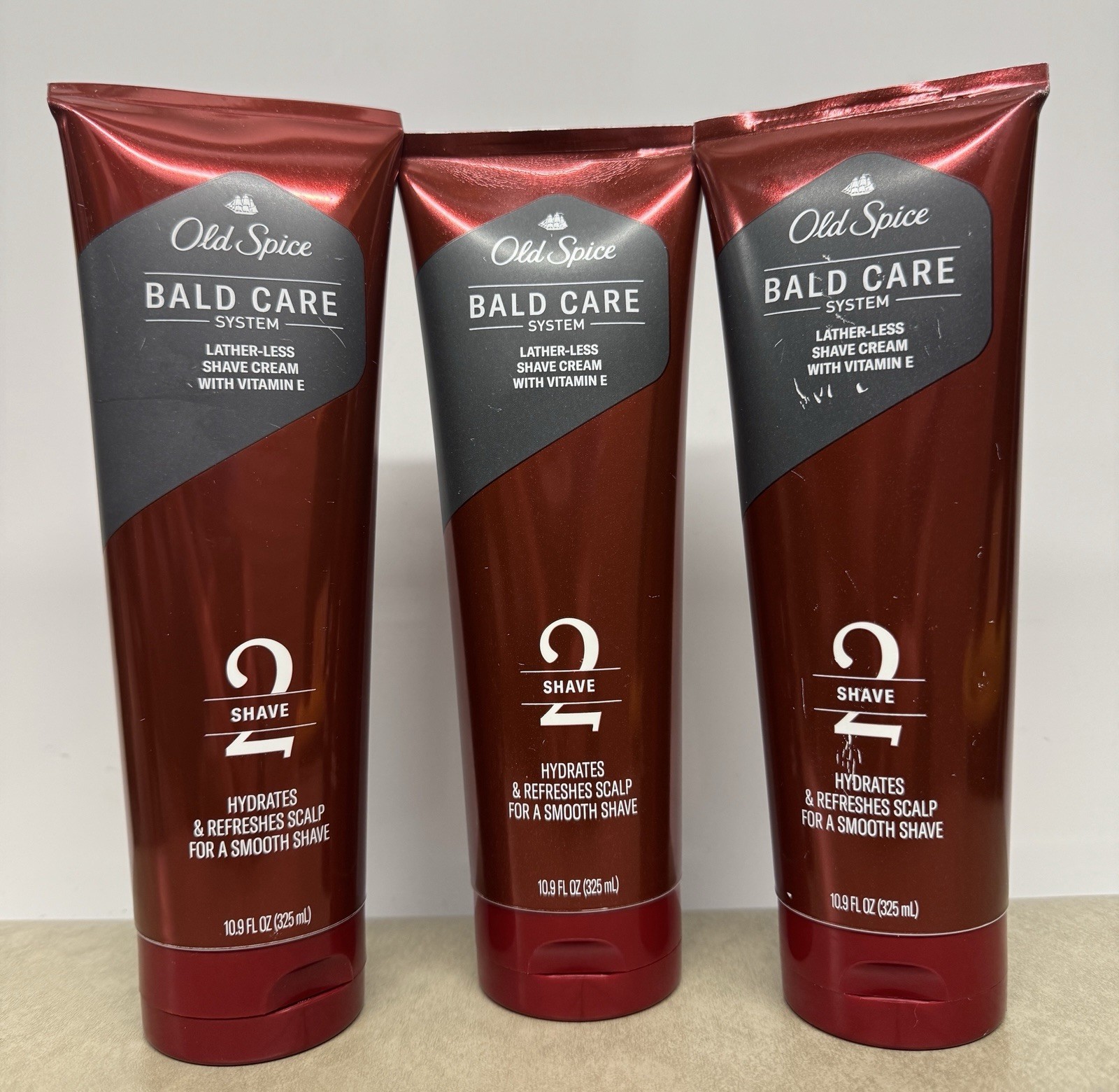 3 Pack Old Spice Bald Care Step 2 Shave Cream Vitamin E 10.9oz Men’s Head NEW 3 Pack Old Spice Bald Care Step 2 Shave Cream Vitamin E 10.9oz Men’s Head NEW