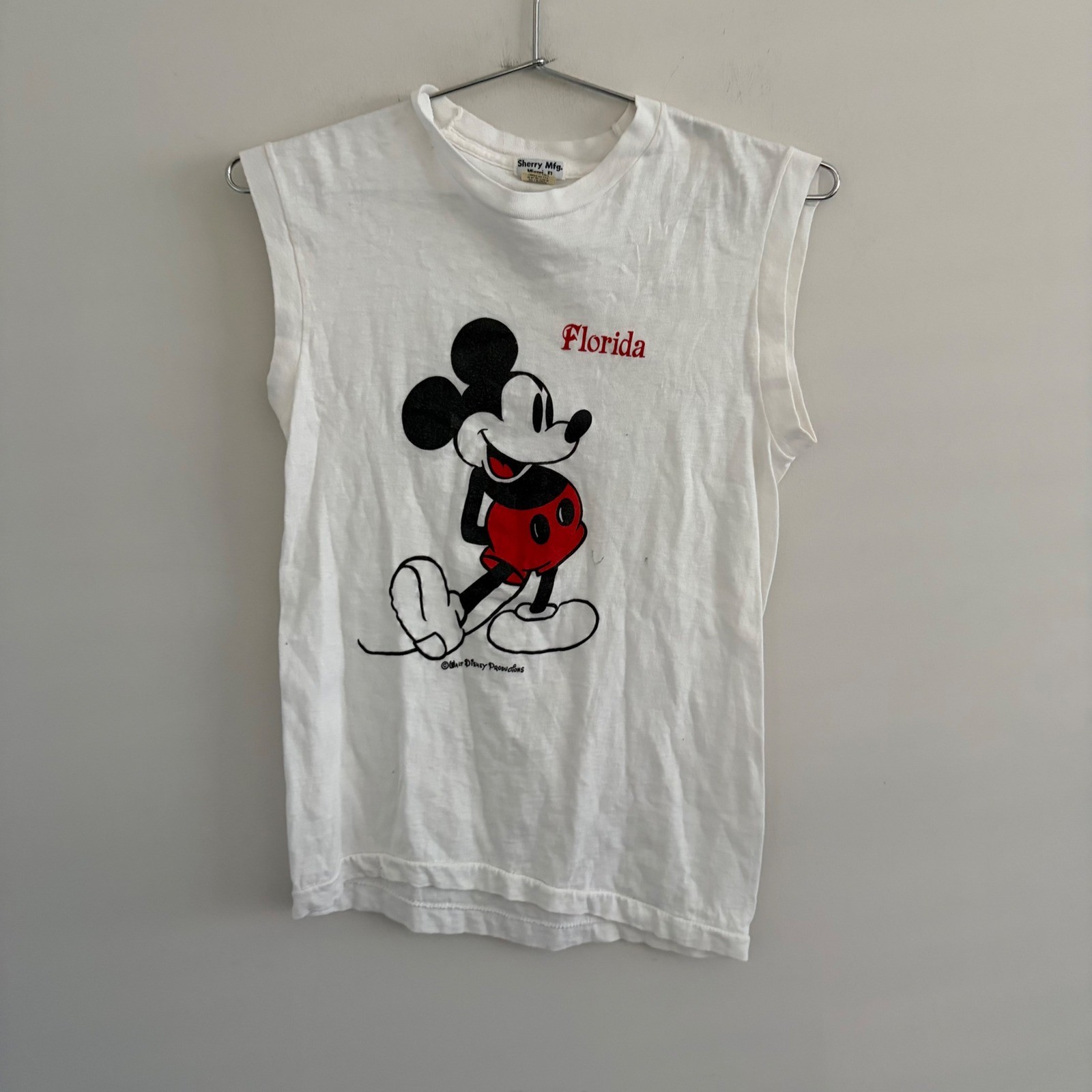 Vintage Sherry Mfg Mickey Mouse Florida Muscle Tee White Small Vintage Sherry Mfg Mickey Mouse Florida Muscle Tee White Small