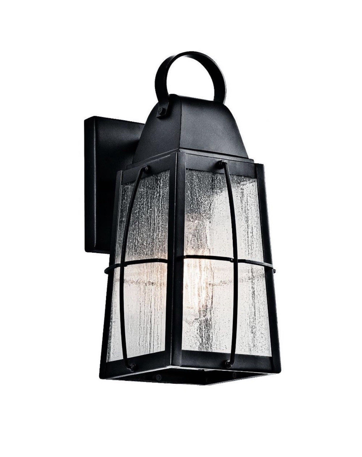 Kichler Tolerand 12 in. 1-Light Textured Black Outdoor Hardwired Wall Lantern