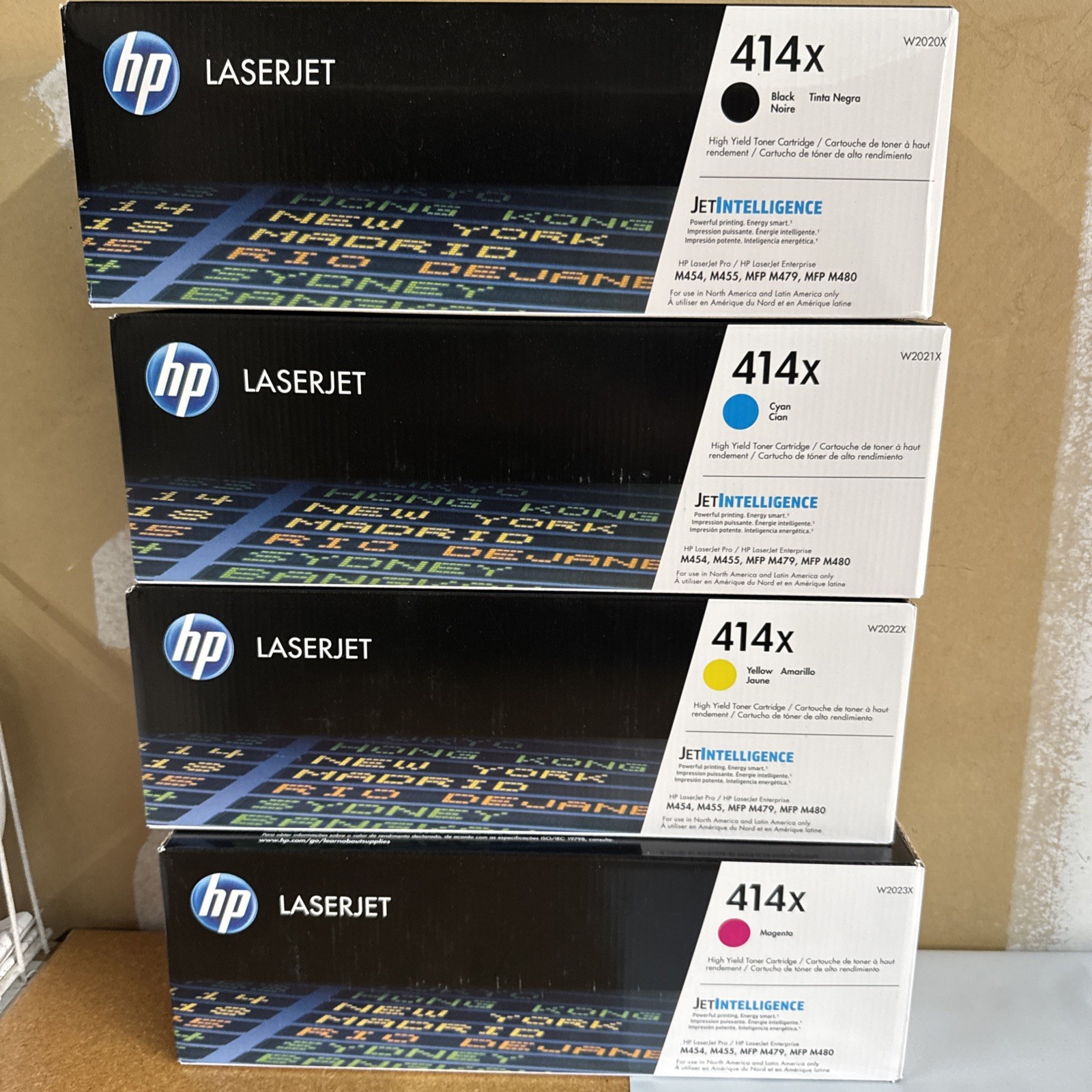 HP 414X High Yield Toner Set Black Cyan Yellow Magenta W2020X-23X - Full Set HP 414X High Yield Toner Set Black Cyan Yellow Magenta W2020X-23X - Full Set