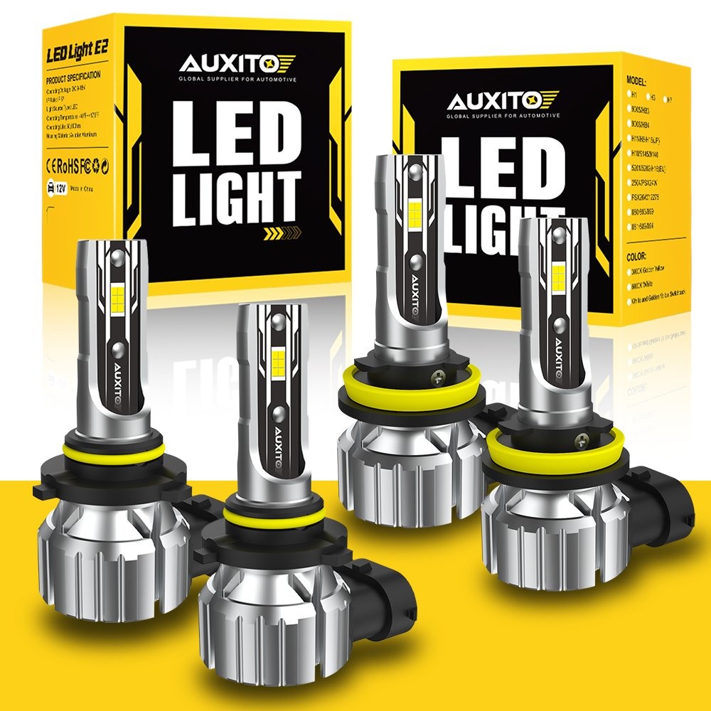 4x 9005 & H11 Combo Headlight High Low Beam Bulbs 6500K White Bright AUXITO