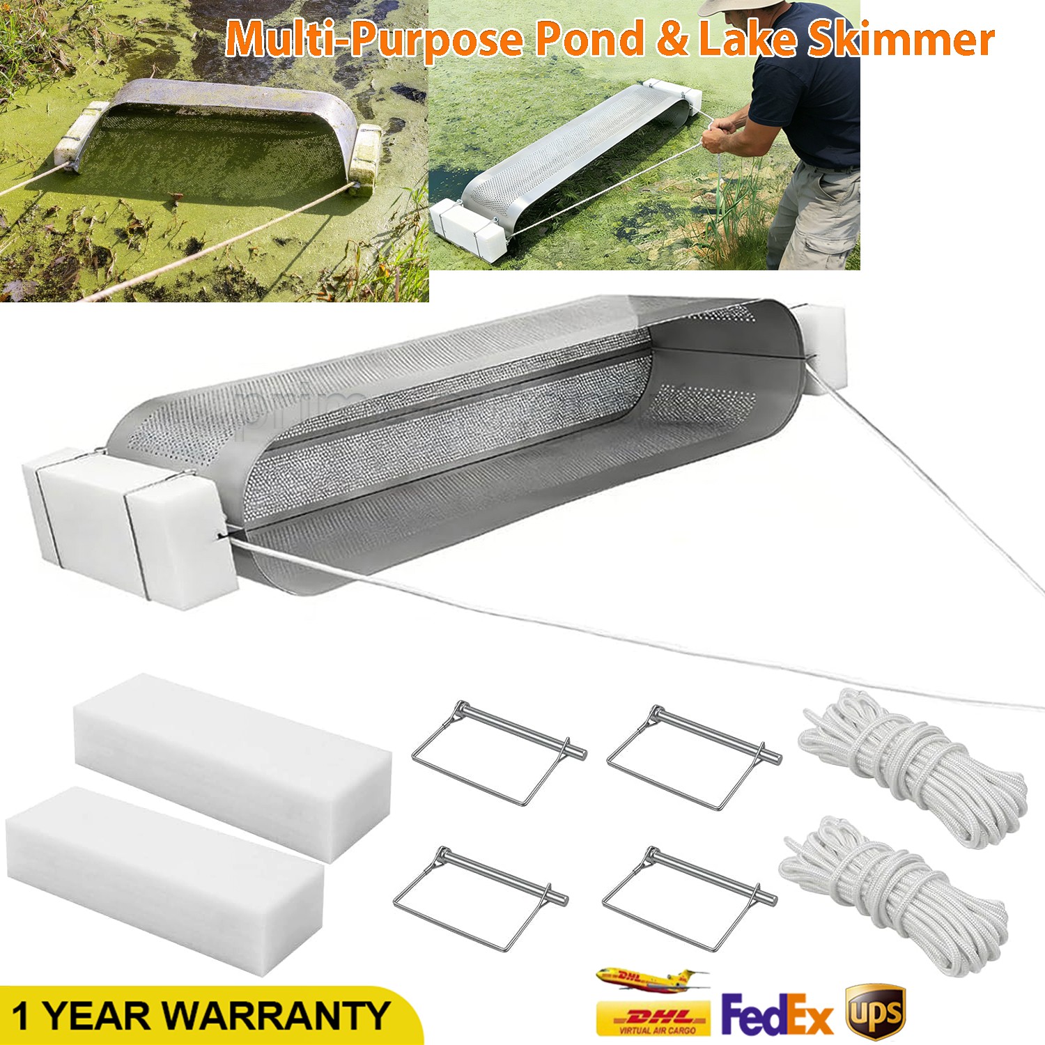Multi-Purpose Pond & Lake Skimmer 42.84L, Debris Blanket Weed Scum &Muck Removal Multi-Purpose Pond & Lake Skimmer 42.84L, Debris Blanket Weed Scum &Muck Removal