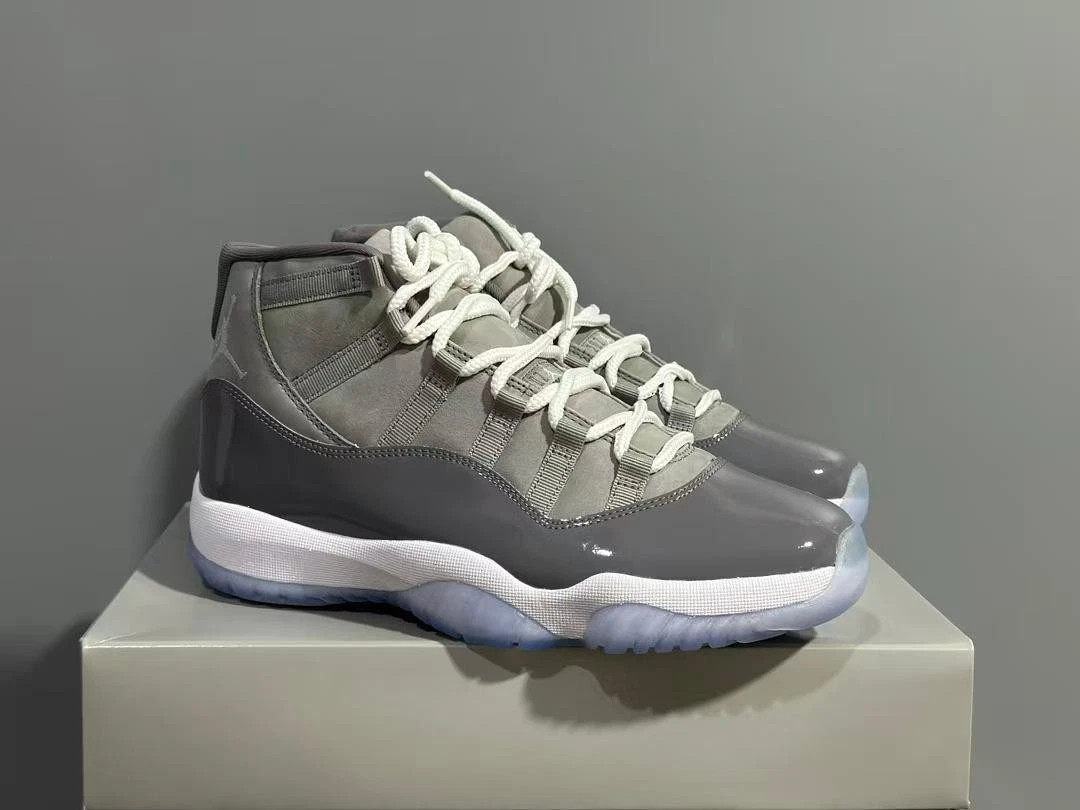 Air Jordan 11 Retro Cool Grey Men's High Top Sneakers Grey Patent Basketball Sho