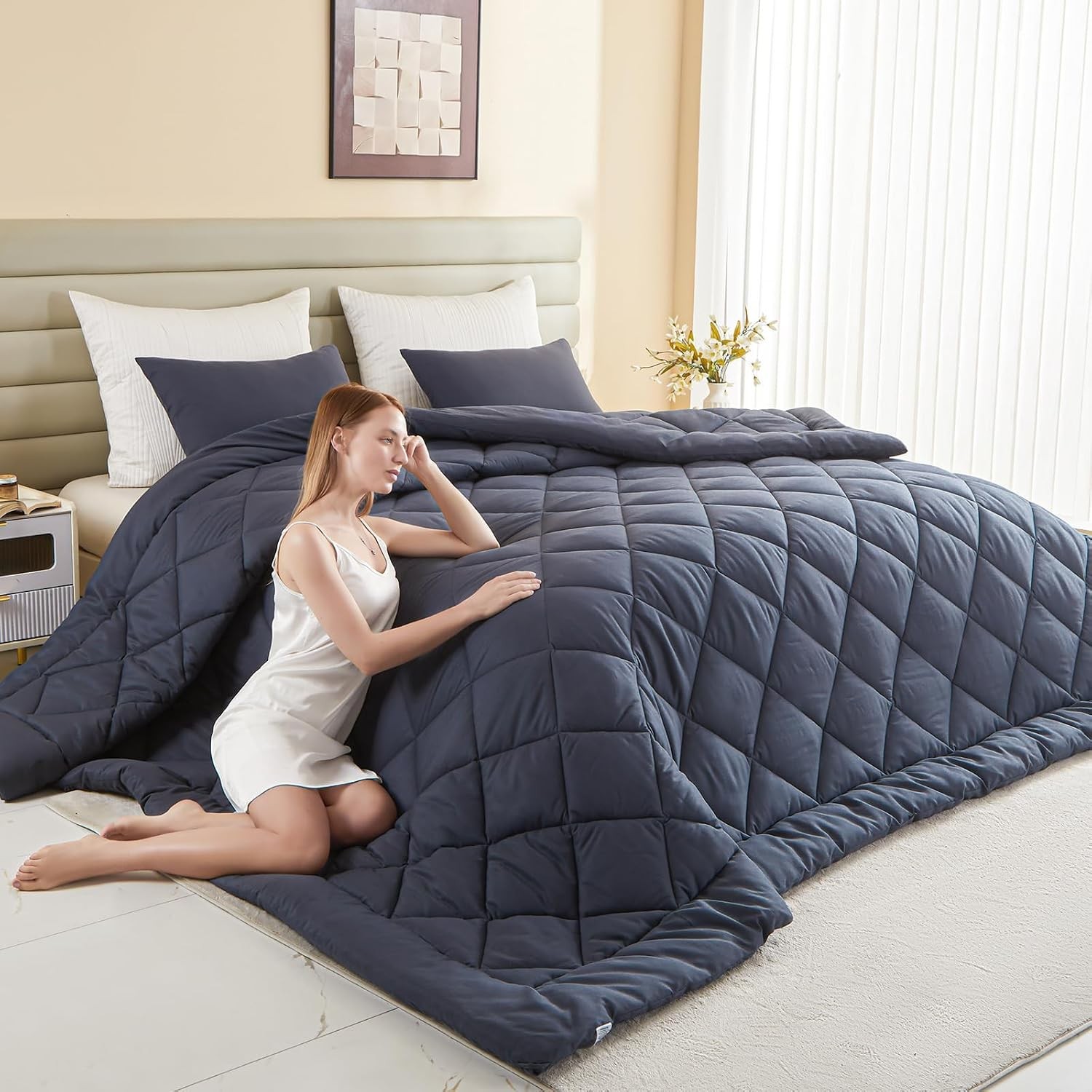 128x120 Extra-Large King-Size Duvet, Suitable for All Seasons, Gray
