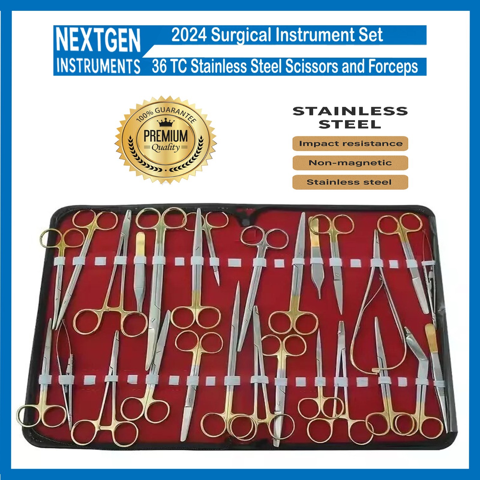 36pc Surgical Scissors & Forceps Set with Supercut & TC Needle Holders Kit