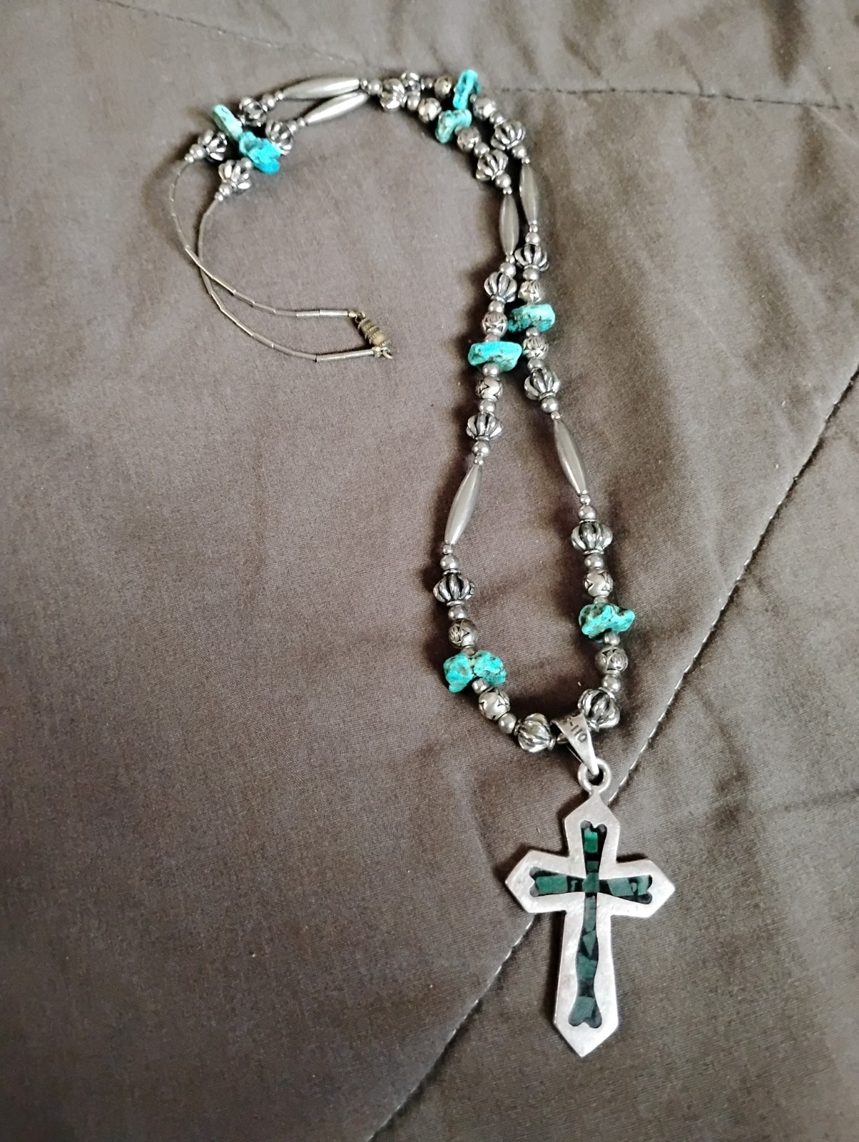 Vintage 925 Navajo Sterling Silver & Turquoise Necklace 😍🔥🔥🔥