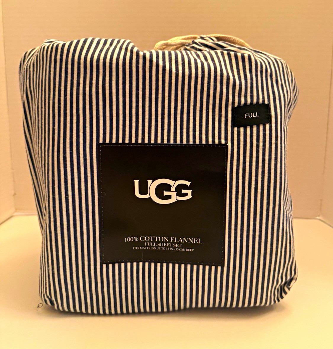 UGG Super soft & ComfyFull Sheet Set Full 100% Cotton Flannel Striped Blue/White UGG Super soft & ComfyFull Sheet Set Full 100% Cotton Flannel Striped Blue/White