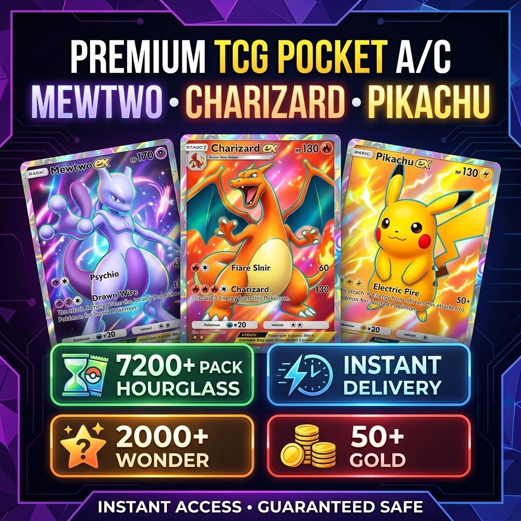 [INSTANT] Pokemon TCG Pocket Account 7200+ Hourglass + 50 Gold + 2000 Wonder