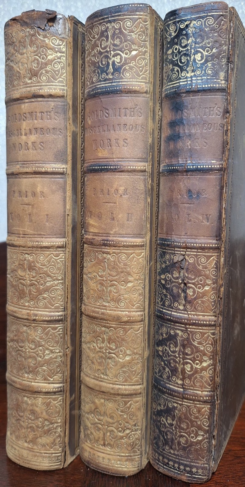 Antique 1837 Oliver Goldsmith Miscellaneous Works James Prior Vols. I, II, IV