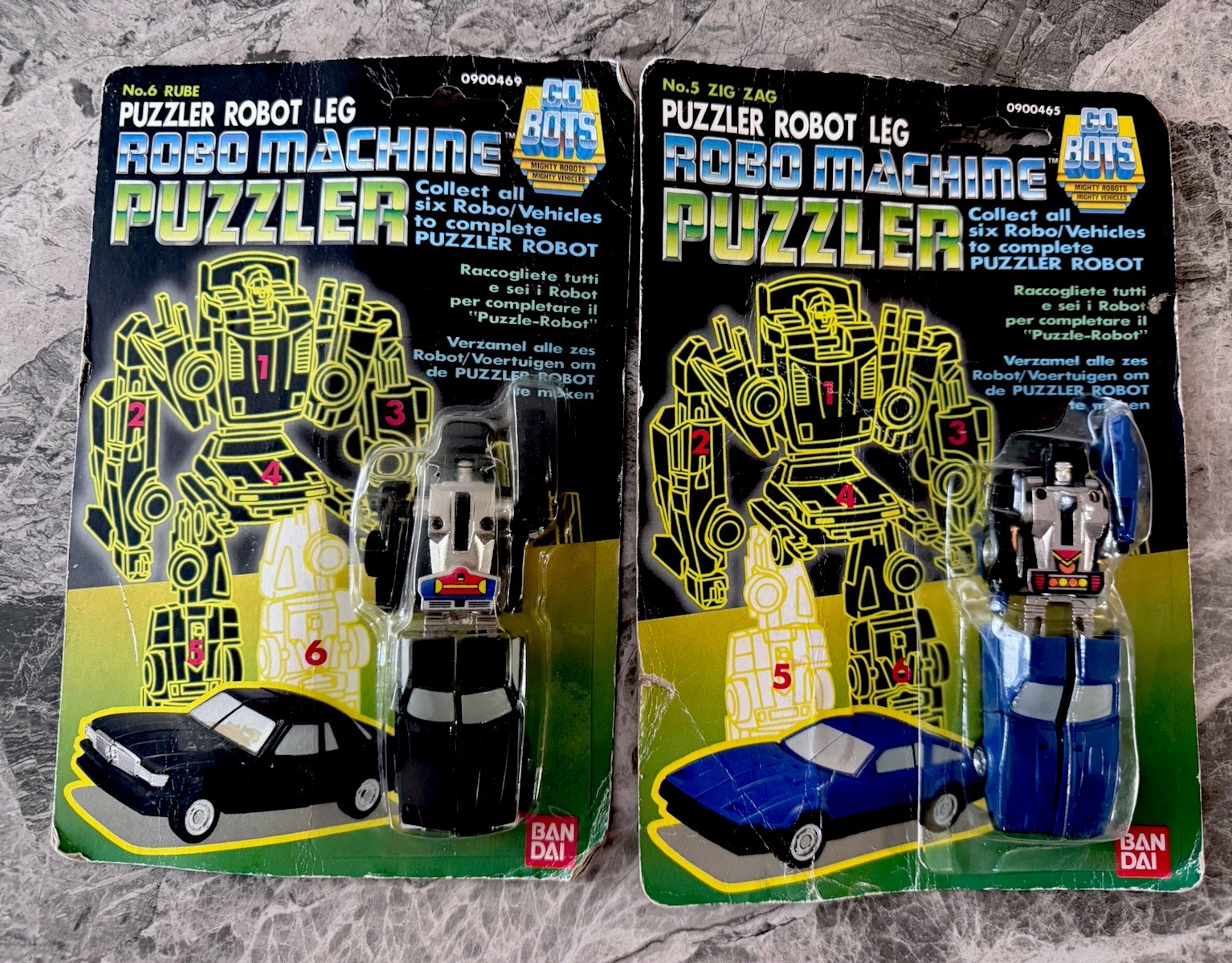Vintage 1985 Bandai Robo Machine Puzzler GoBots Zig Zag Rube MOC Japan Lot of 2