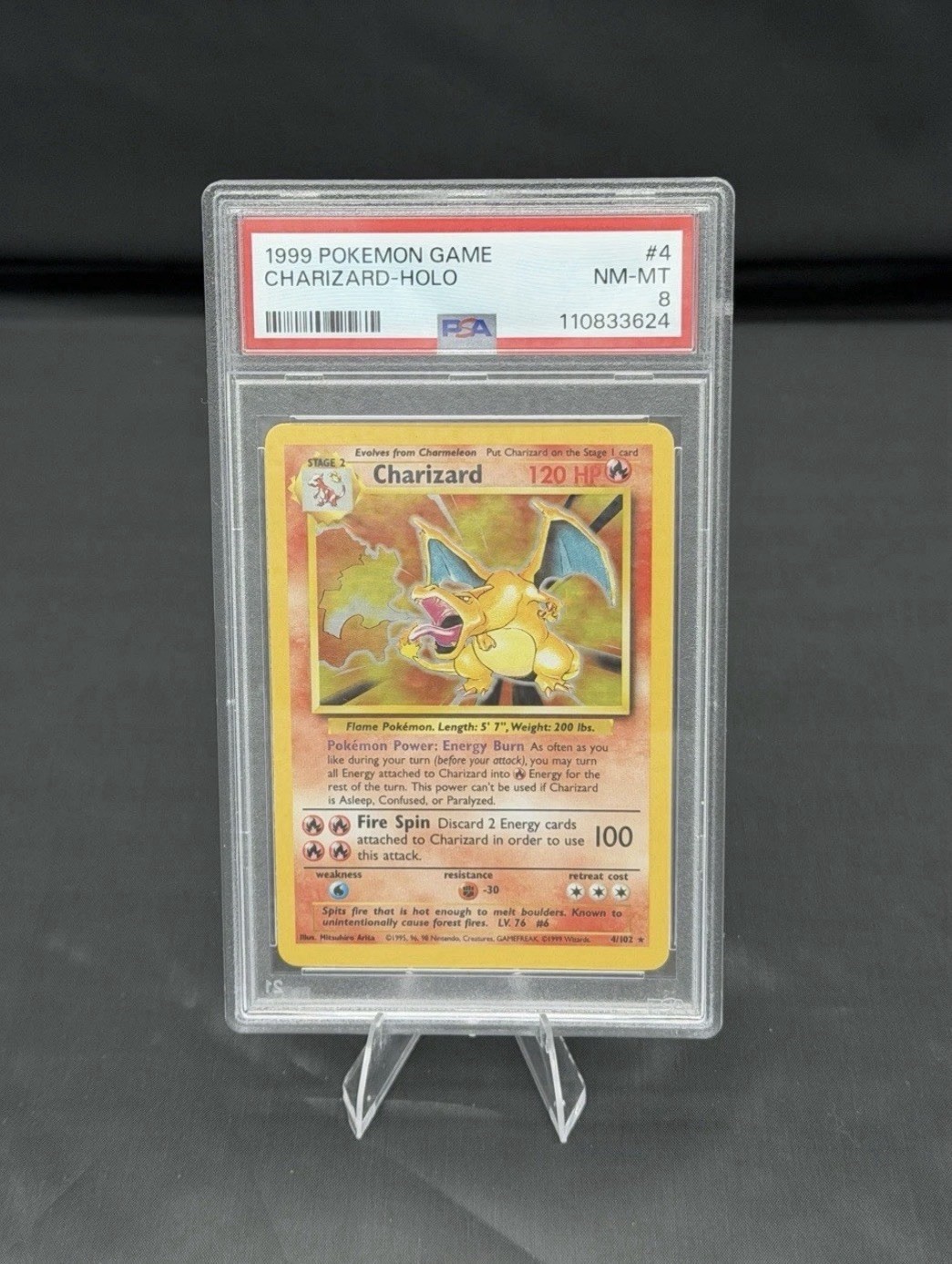 1999 Charizard Base Set Holo NM-MT 8 PSA Graded 1999 Charizard Base Set Holo NM-MT 8 PSA Graded