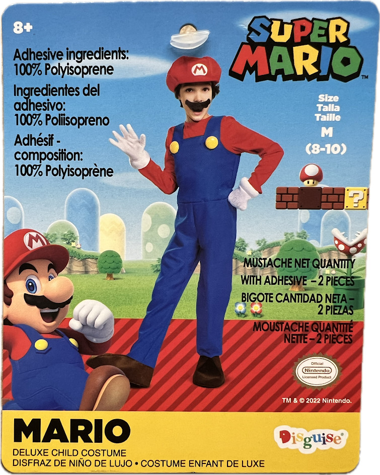 SUPER MARIO DELUXE CHILD COSTUME MEDIUM 8-10