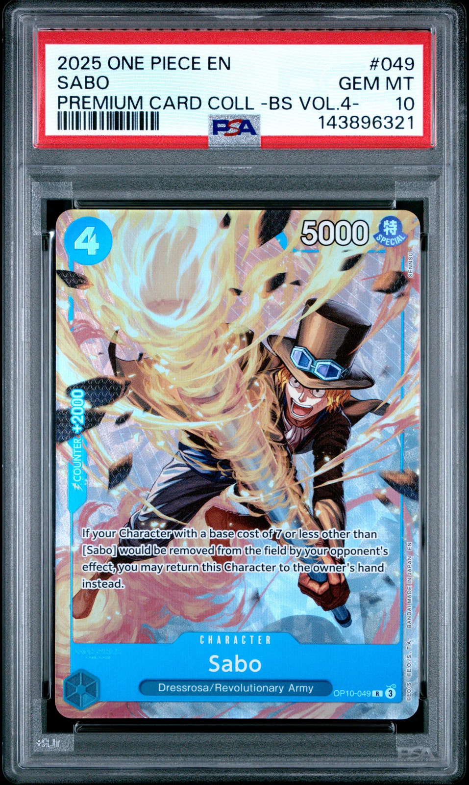 2025 One Piece Premium Card Collection Best Selection Vol.4 Sabo PSA 10 GEM MINT