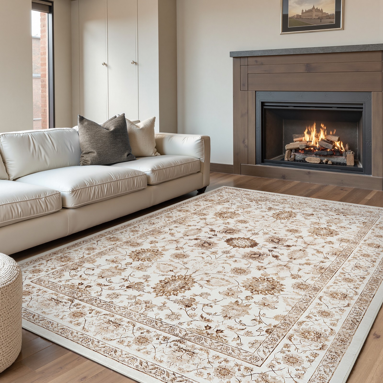 8 x 10 Area Rug Oriental Washable Rug Vintage Floral Carpet Non Slip Taupe 8 x 10 Area Rug Oriental Washable Rug Vintage Floral Carpet Non Slip Taupe