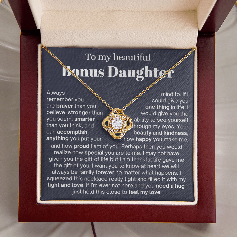 To My bonus daughter Knot necklace  birthday graduation Christmas gift from dad