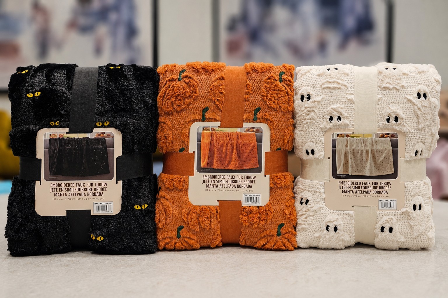NWT Costco Halloween Faux Fur Throw Blanket Lot of 3 Ghost Cat Pumpkin NWT Costco Halloween Faux Fur Throw Blanket Lot of 3 Ghost Cat Pumpkin