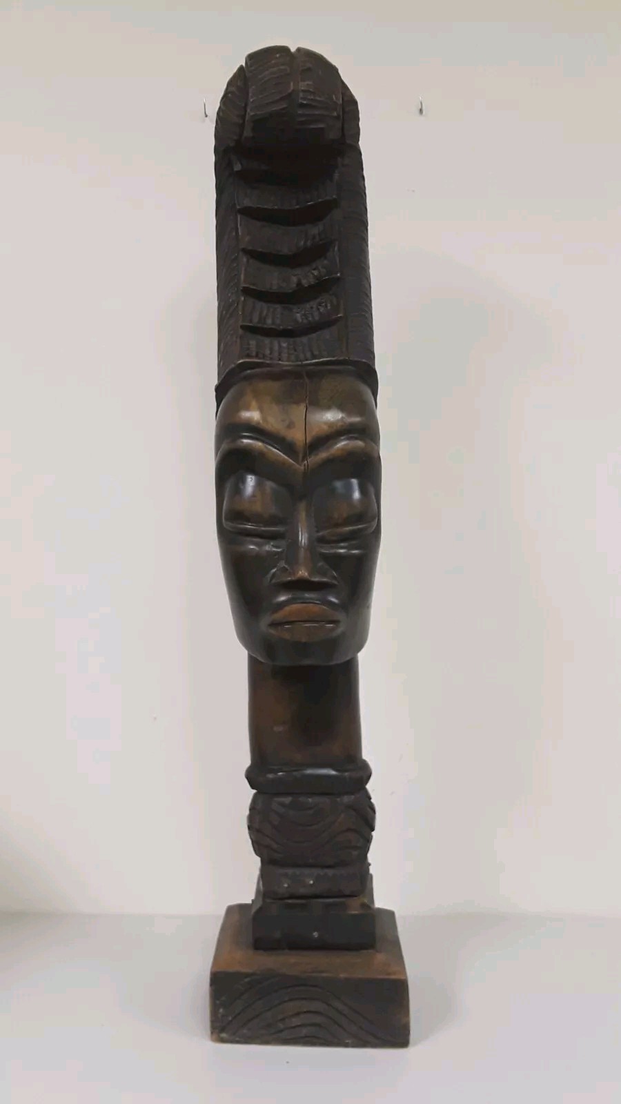 VTG Hand Carved Wood Sculpture Tribal African Queen Black Female Figural Bust VTG Hand Carved Wood Sculpture Tribal African Queen Black Female Figural Bust