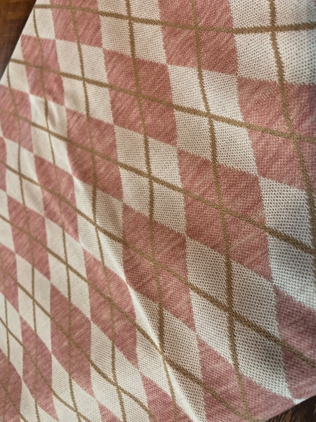 Vintage 1970s White & Pink Plaid Diamond Argyle fabric 54”x60” Vintage 1970s White & Pink Plaid Diamond Argyle fabric 54”x60”