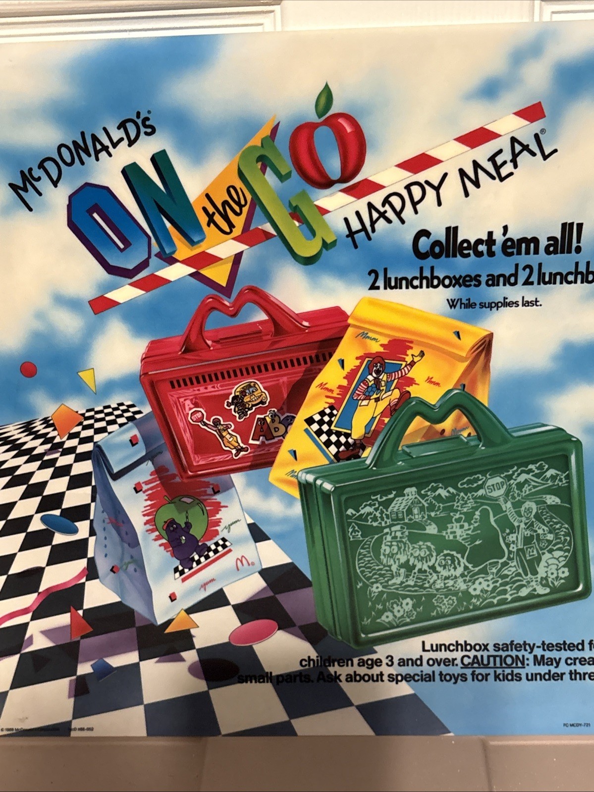 Vintage 1988 McDonald\'s On the Go Lunchbox Lunch Bag Happy Meal Translite Sign Vintage 1988 McDonald\'s On the Go Lunchbox Lunch Bag Happy Meal Translite Sign