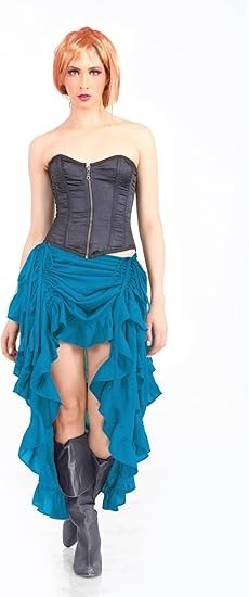 ThePirateDressing Women Steampunk Victorian High-Low Showgirl Skirt - Teal