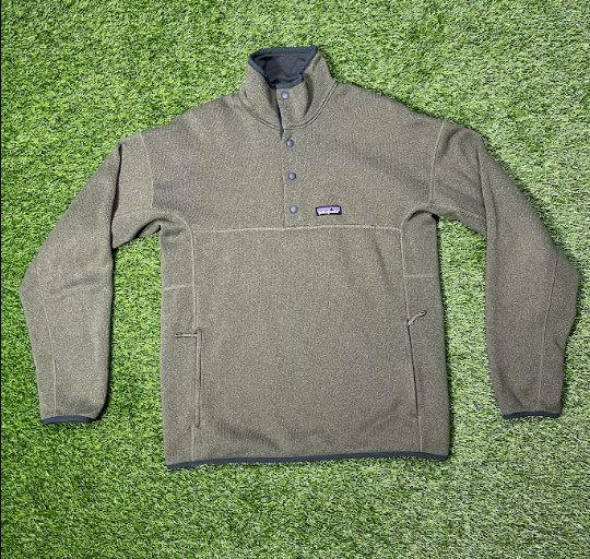 Patagonia 1/4 Snap Pullover Fleece Green Long Sleeve Size Medium