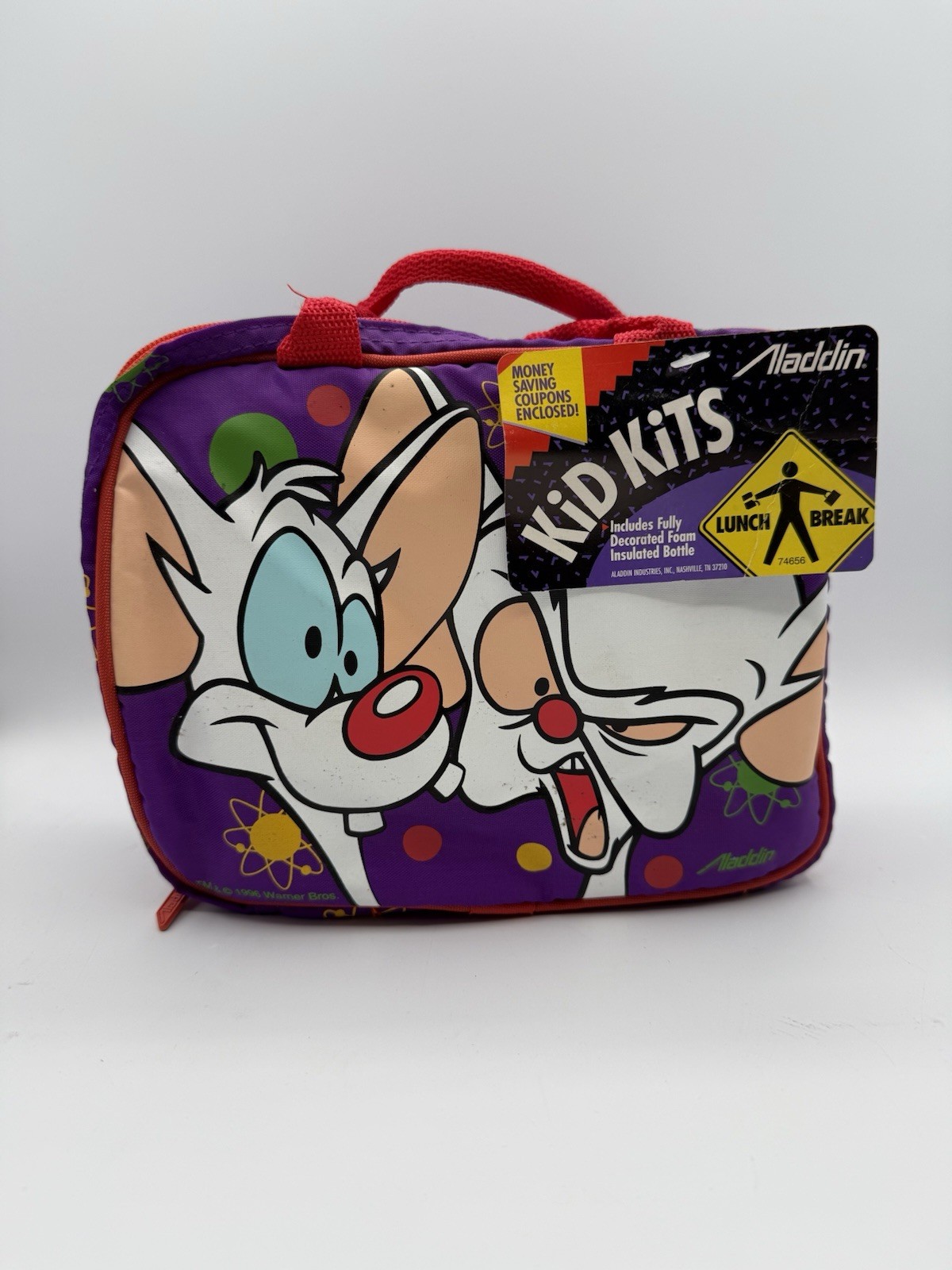 Vintage DEADSTOCK 90s Animaniacs Pinky & Brain Vinyl Lunch Box Bag Warner Bros Vintage DEADSTOCK 90s Animaniacs Pinky & Brain Vinyl Lunch Box Bag Warner Bros
