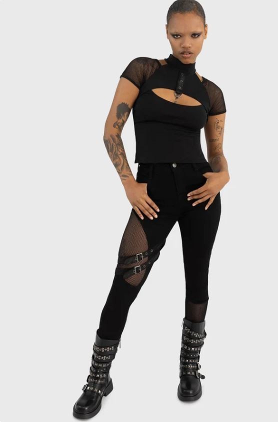 NWT- Killstar Downfall Jeans Black Stretch Gothic Woman\'s SZ L