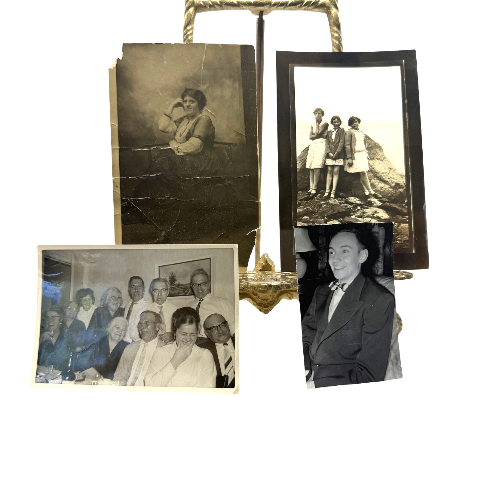 Vintage 1910s 50s American Family Lot 4 Photos 2.25x3.5-3x5.25 B&W Gelatin Orig