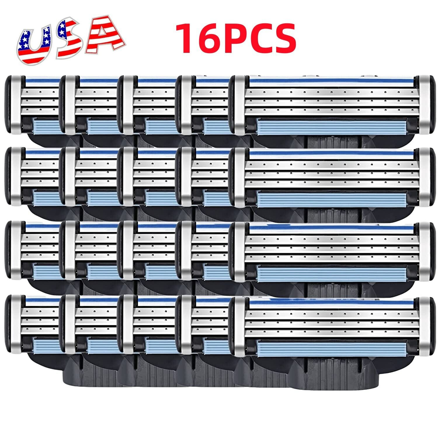16pcs MACH 3 Men\'s Razor Blades Refill Replacment Comfortable Shave Trimmer US