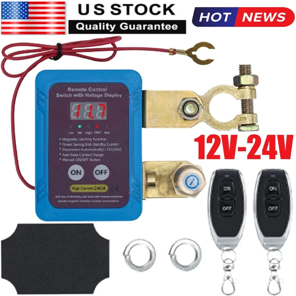 Remote Battery Disconnect Switch 12v, 240A Upgrade Smart Voltage Kill Switch
