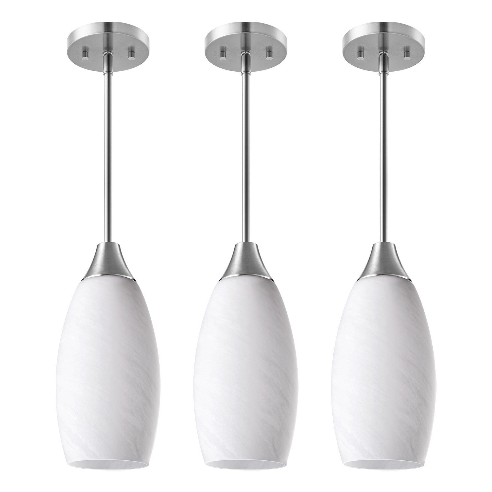 3 Pack Pendant Light Fixture, Handcrafted Art Glass Hanging Light, Hardwired