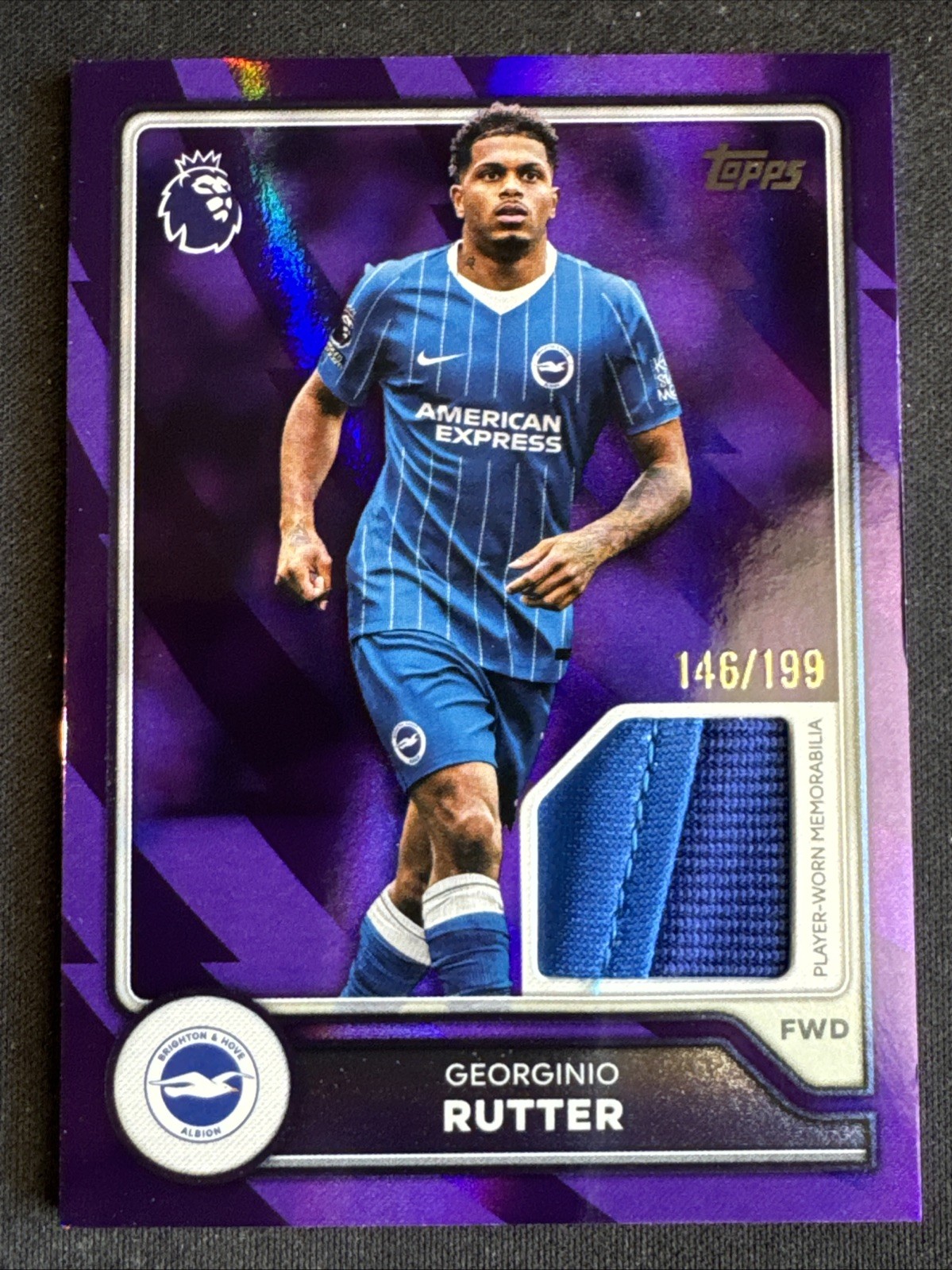2026 Topps Premier League Flagship Georginio Rutter Purple Worn Patch /199 2026 Topps Premier League Flagship Georginio Rutter Purple Worn Patch /199
