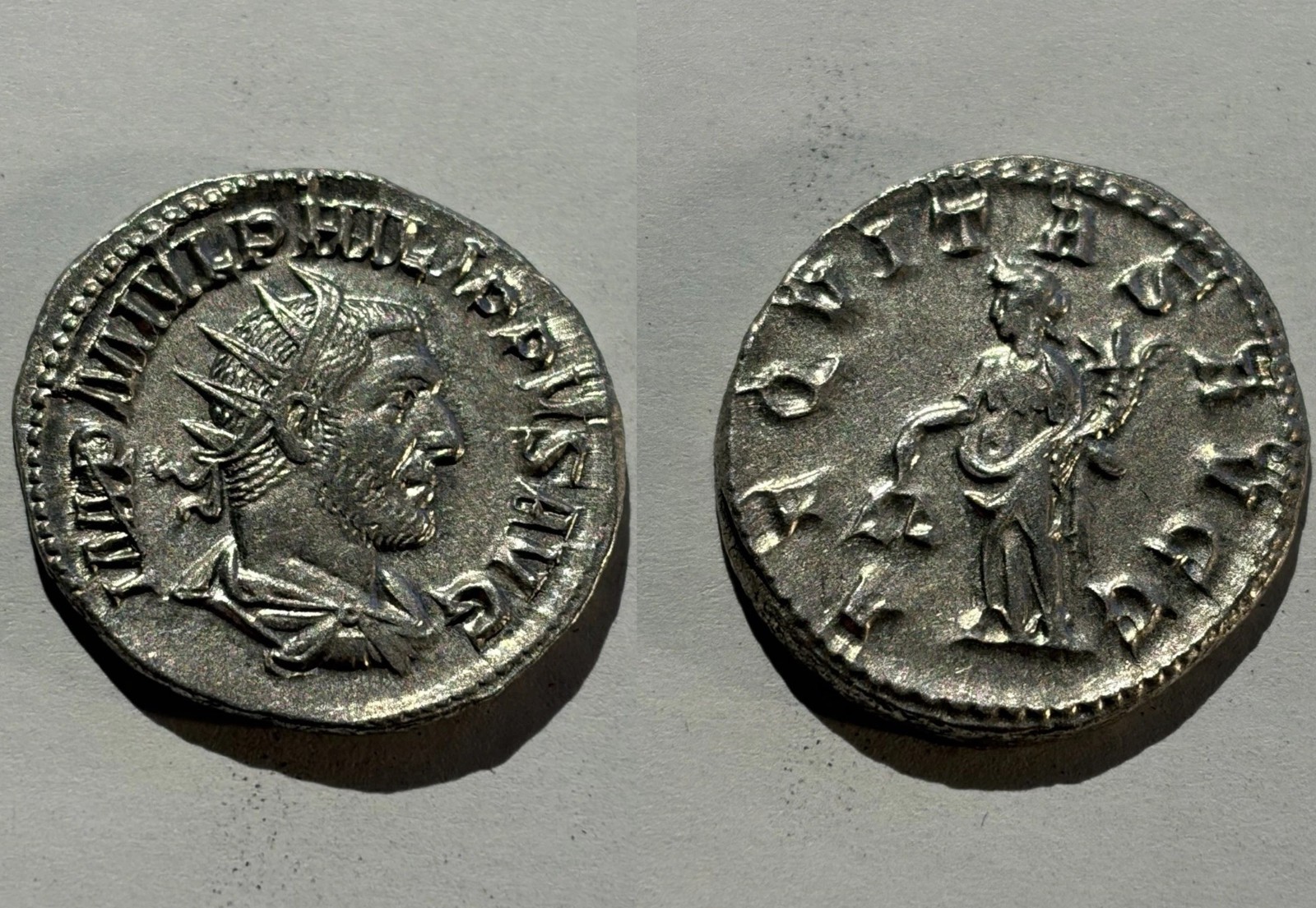 Rare Genuine ancient Roman coin ANTONINIANUS Emperor Philip I the Arab Aequitas