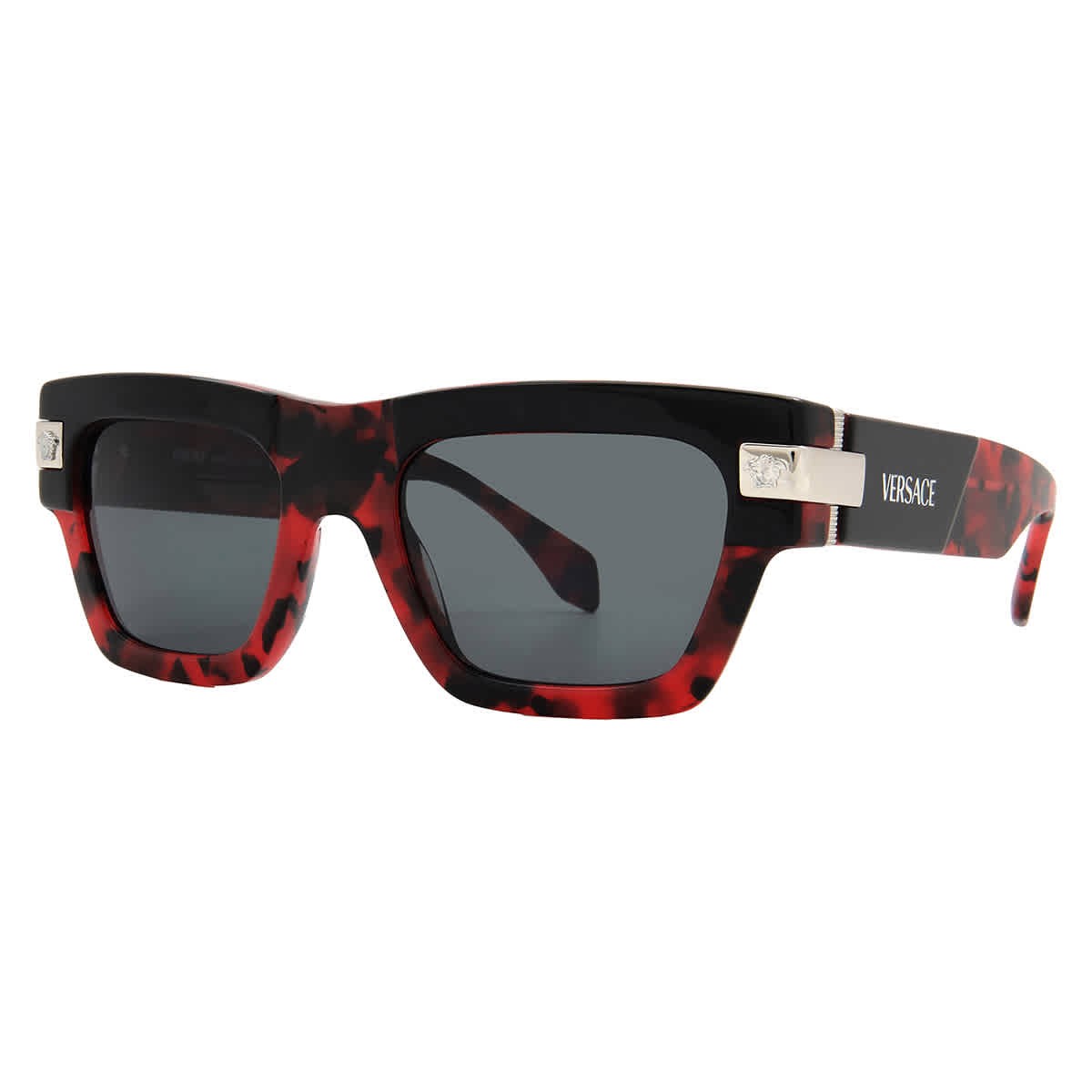 Versace Dark Grey Rectangular Men\'s Sunglasses VE4464 545787 52 VE4464 545787 52