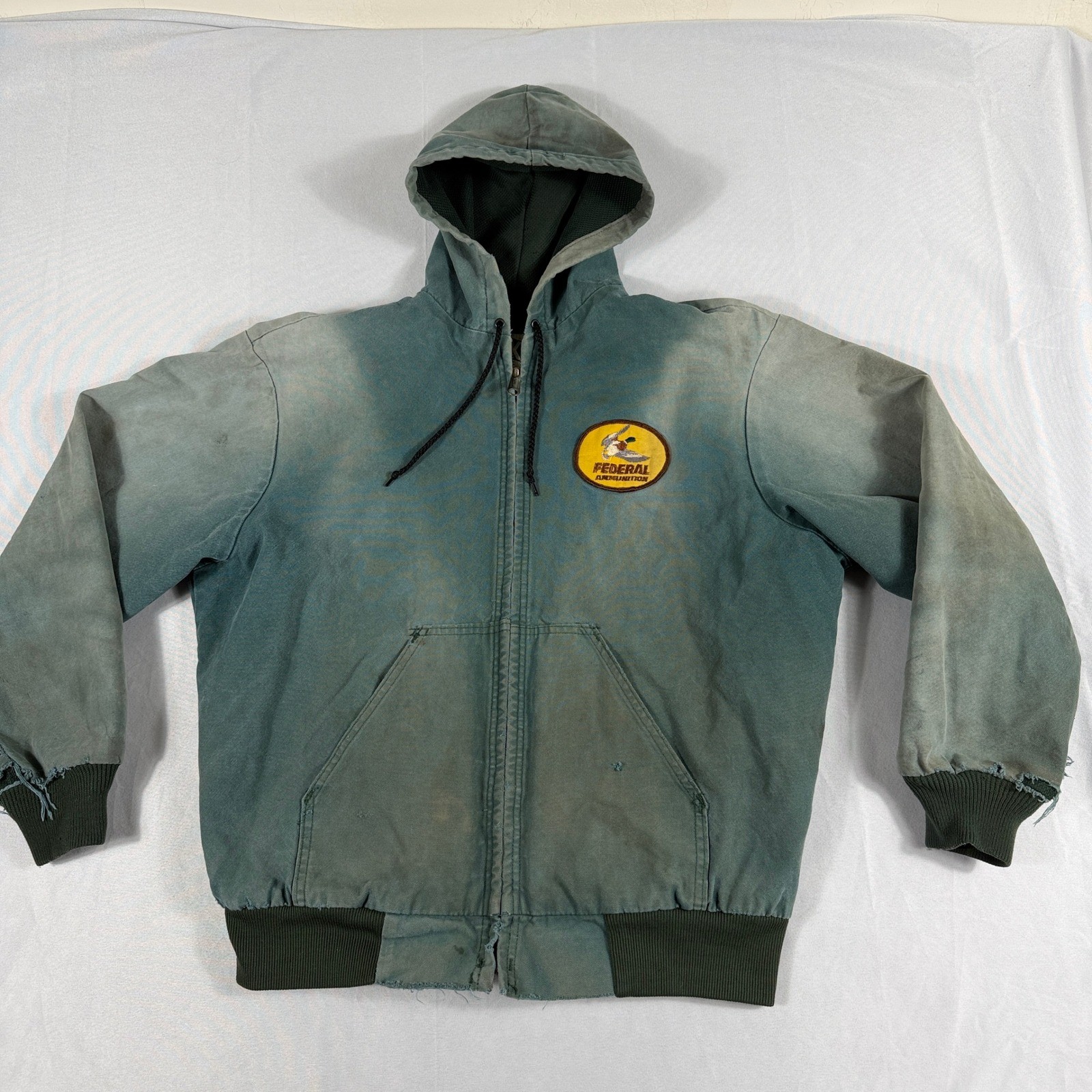 Thrashed Faded Jacket Sun Distressed Workwear Zip Hoodie Grunge Skate XL