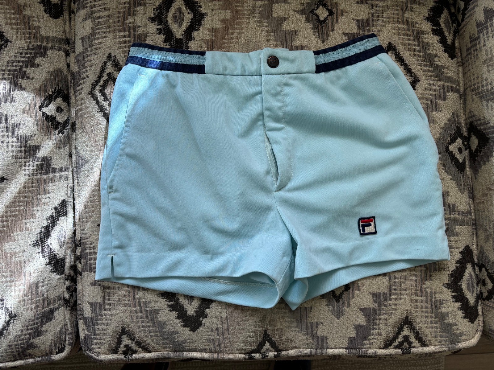 Vintage Fila tennis shorts purchased in Italy in 1977. Light blue, waist 30. Vintage Fila tennis shorts purchased in Italy in 1977. Light blue, waist 30.
