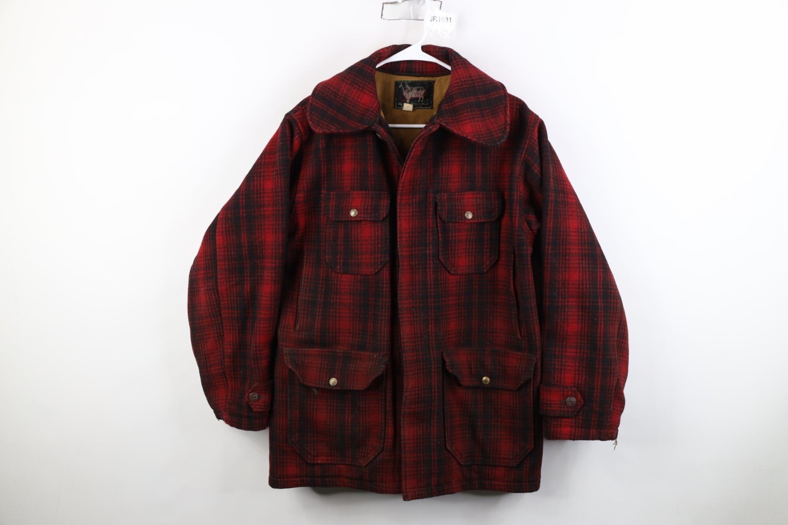 Vtg 50s Woolrich Mens 40R Distressed 503 Wool Mackinaw Jacket Buffalo Plaid USA