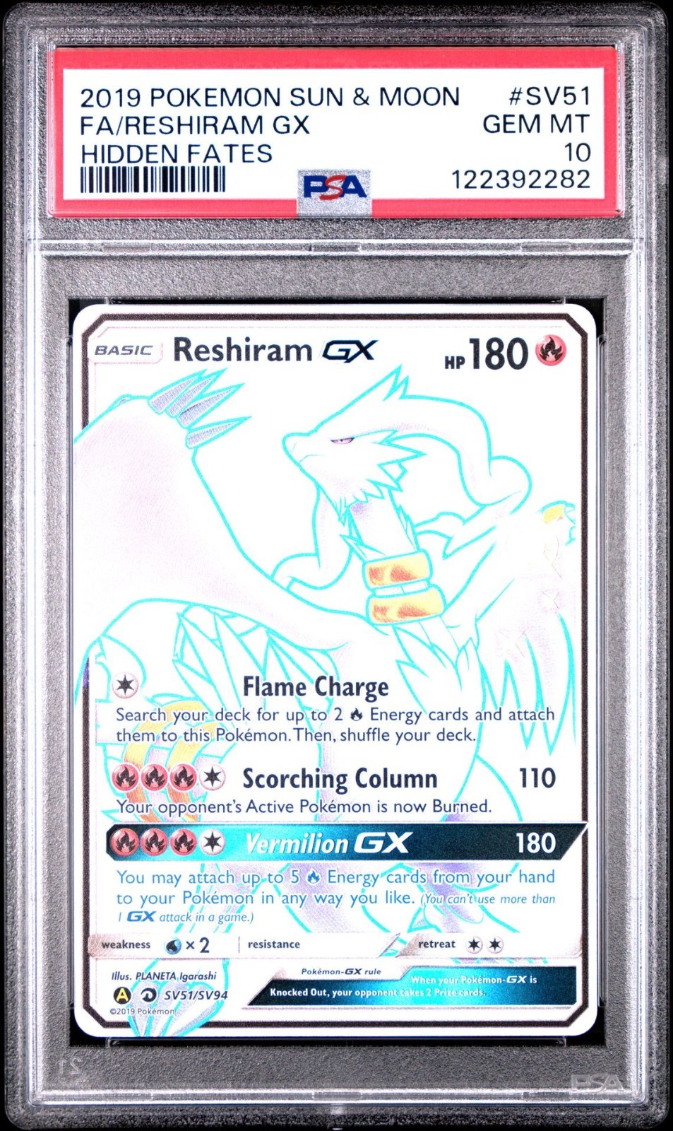 2019 POKEMON SUN & MOON HIDDEN FATES RESHIRAM GX | FULL ART SV51 PSA 10 π 2019 POKEMON SUN & MOON HIDDEN FATES RESHIRAM GX | FULL ART SV51 PSA 10 π